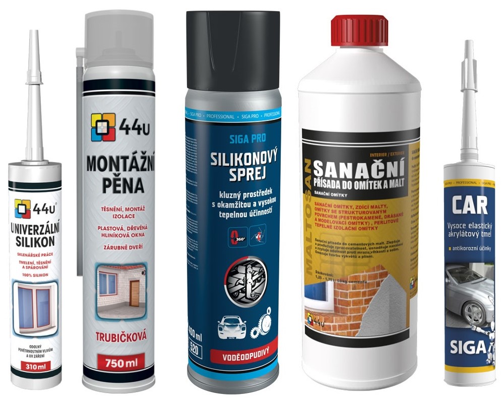 Stavební chemie, tmely, spreje, dezinfekce